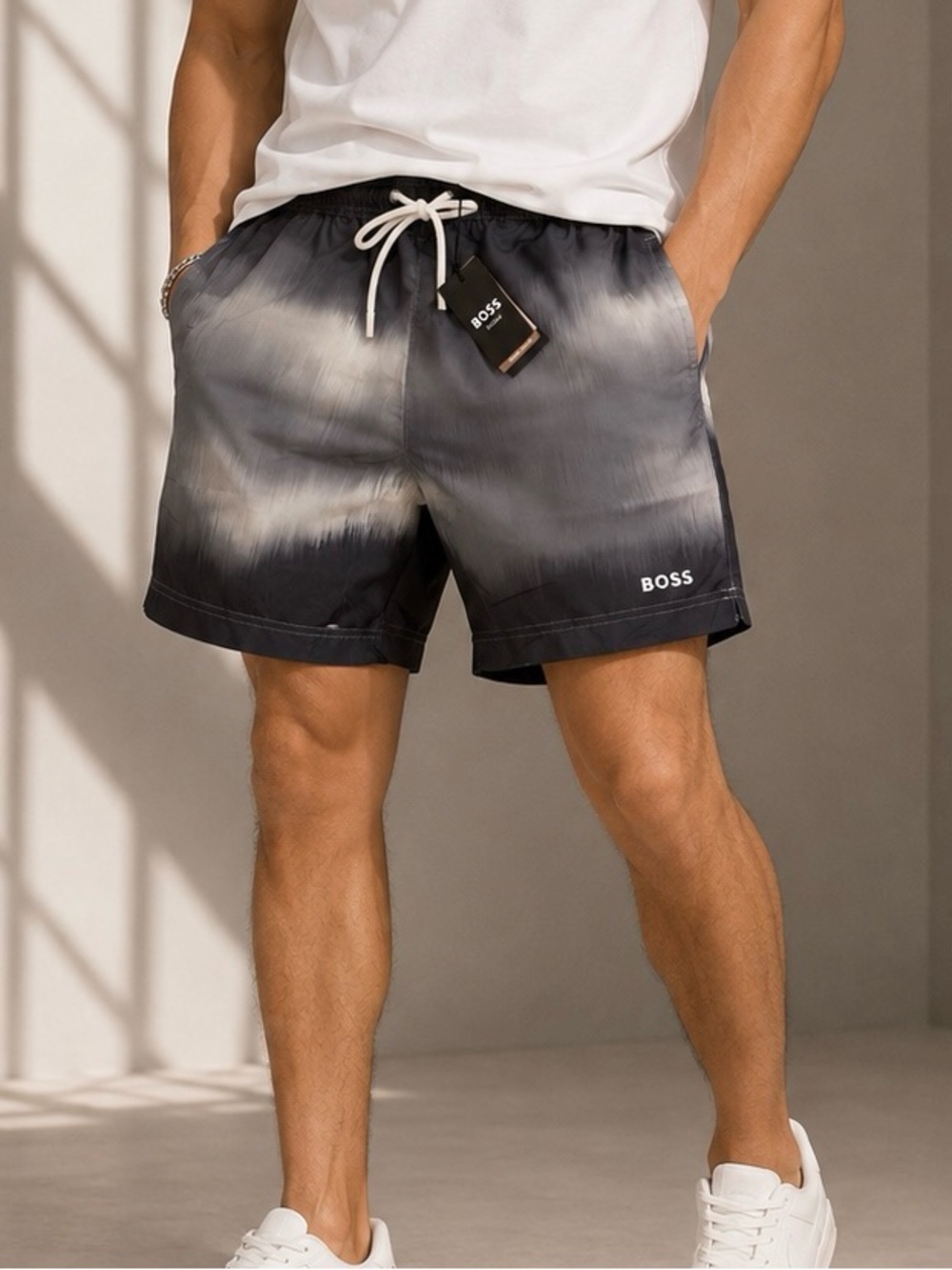 Hugo Boss Black & Gray Ombre Swim Trunks